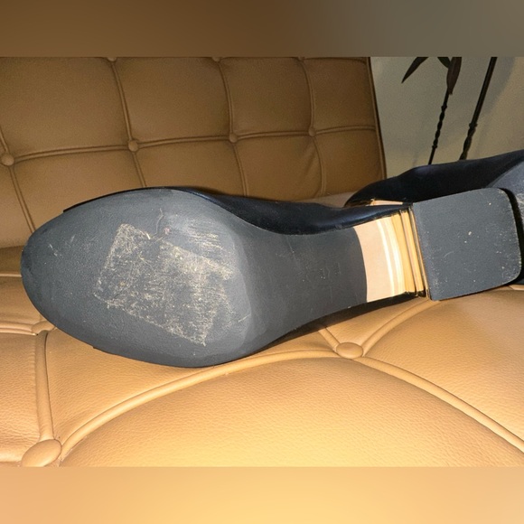 Tory Burch, Vintage Block Heel, Gold Logo, Open-toe Bootie, Sz 9, EEUC - Picture 8 of 12